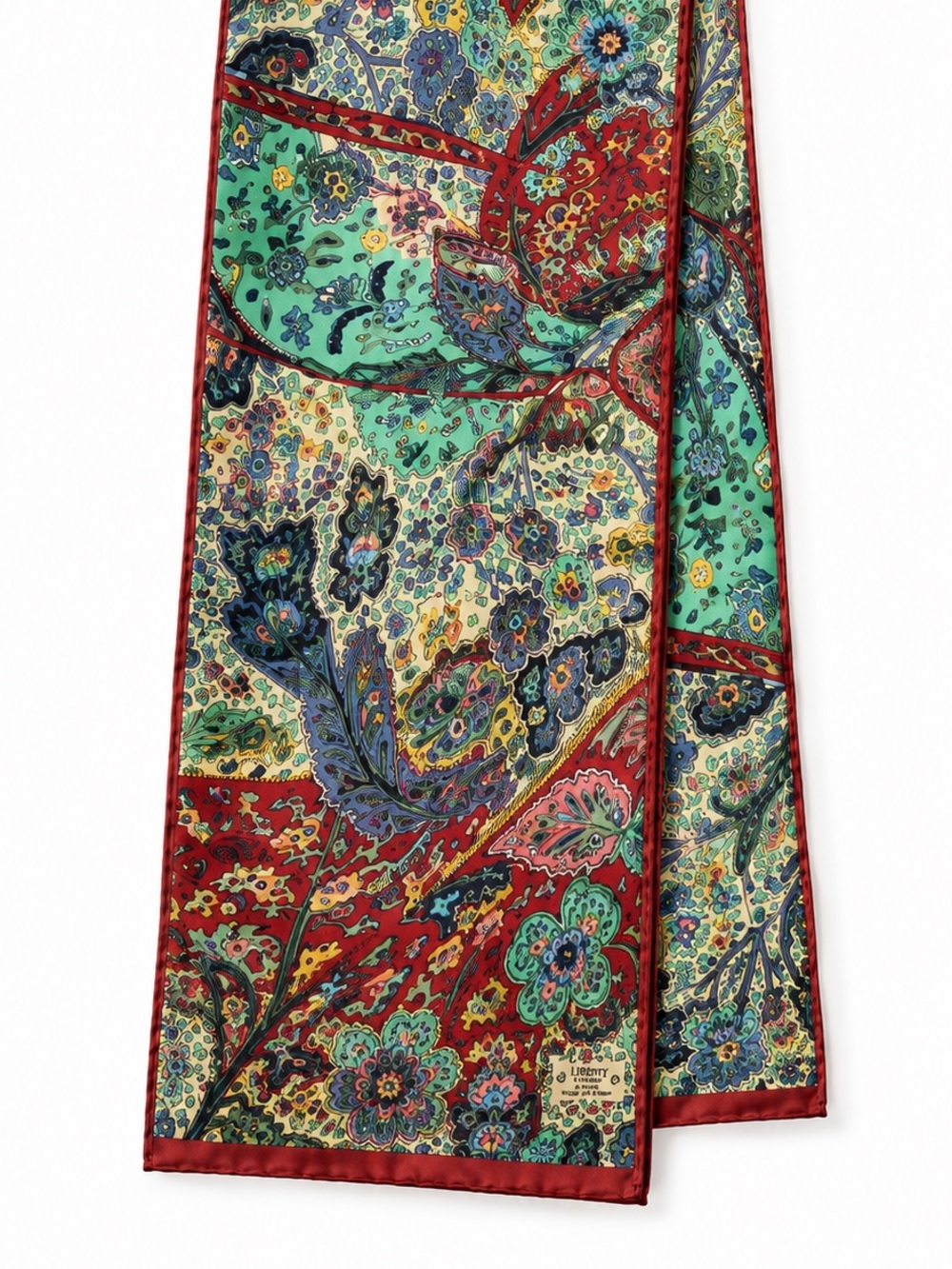 Liberty of London Floral botanical Silk Scarf w/ bold multicolor accents- 11x52"
